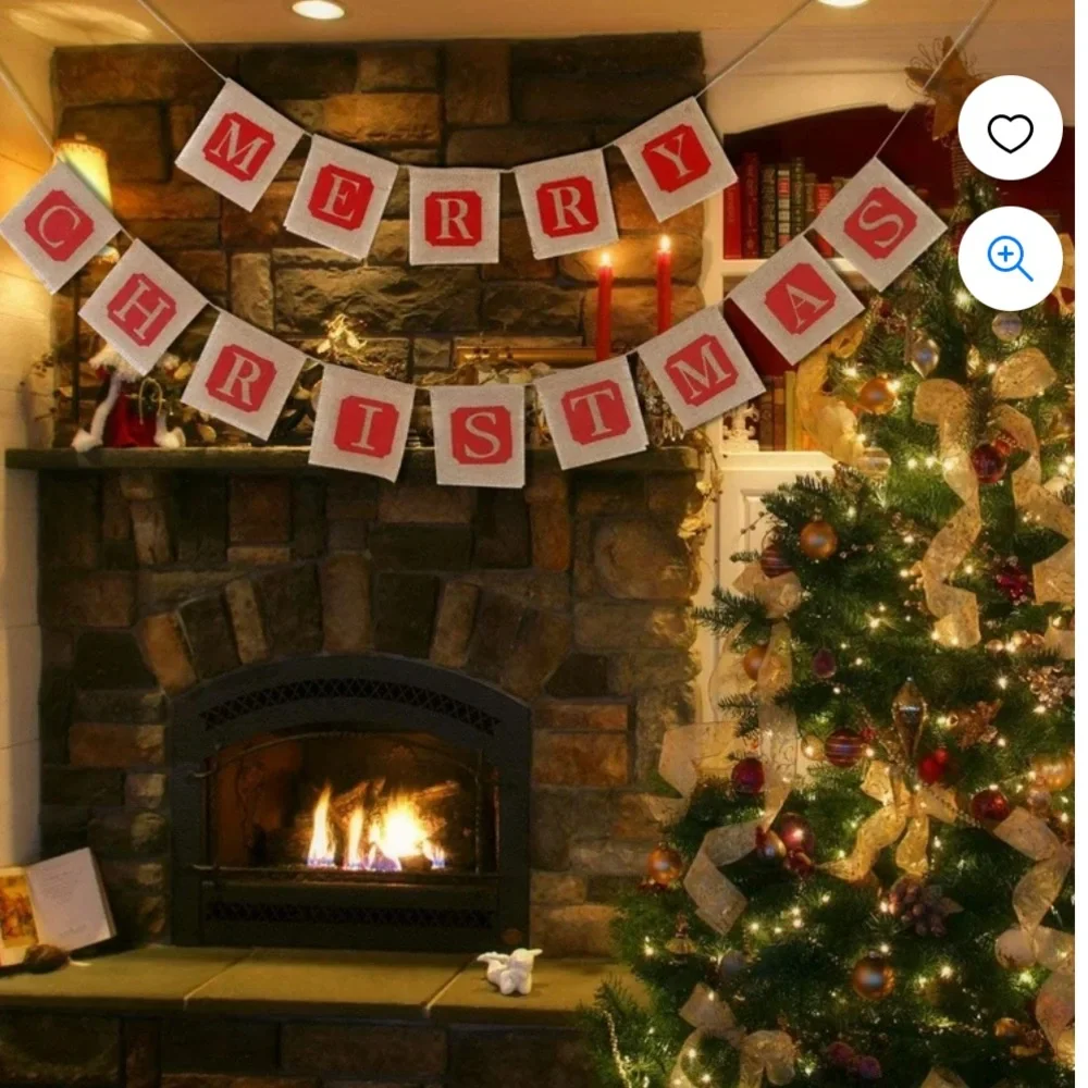 Merry Christmas burlap banner.